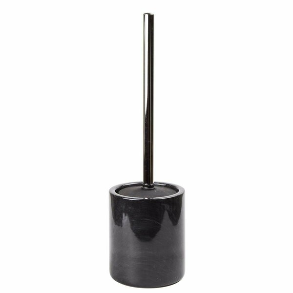 Convenience Concepts 4.25 in. Marble Toilet Brush Holder Set with Silicone Cover, Black HI3496970